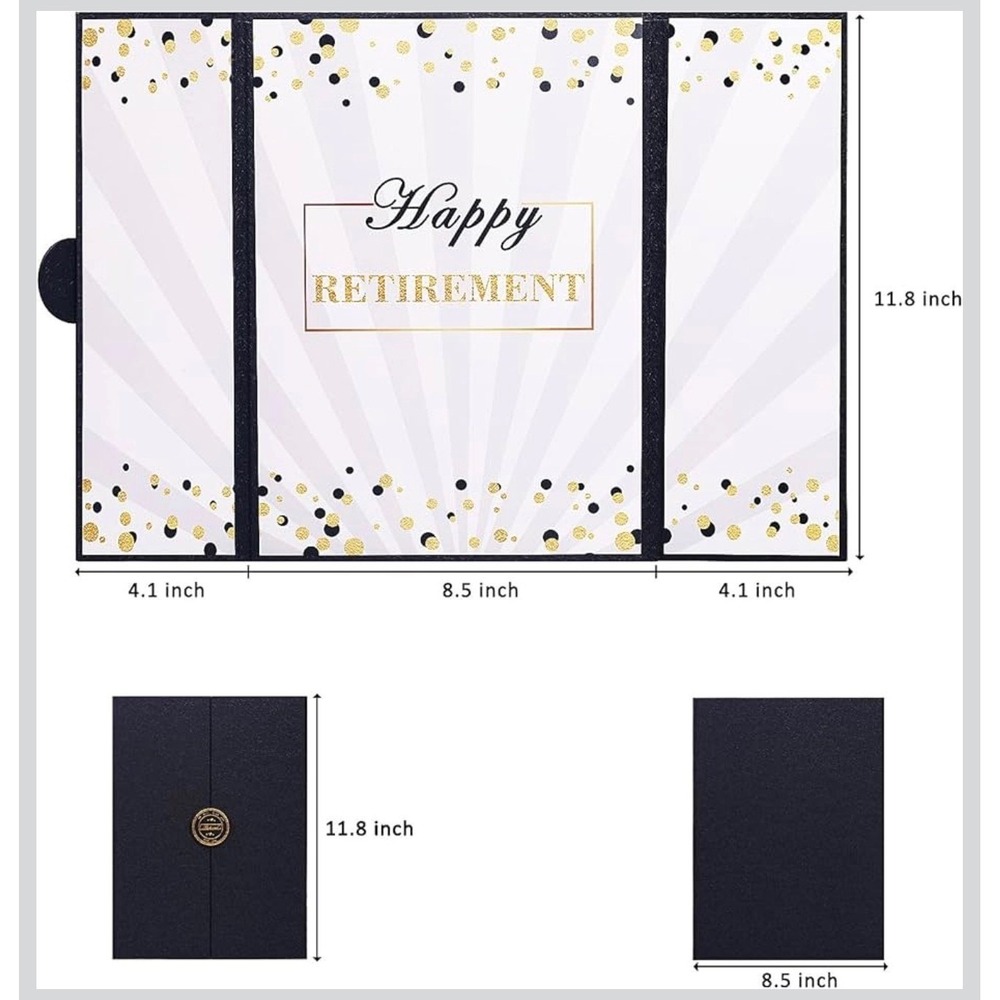 Happy Retirement Guest Book Farewell Signature Board Black Gold Large